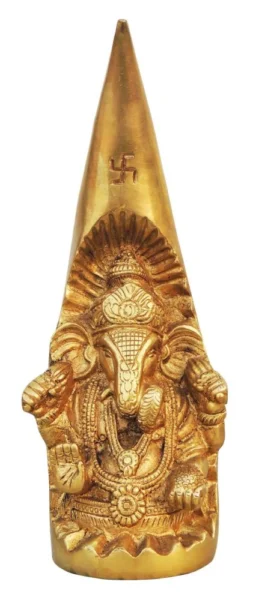 Ganesh Ji Idol in Brass (Teeth), 8.4 inch, brass, Vedikcraft Moradabad