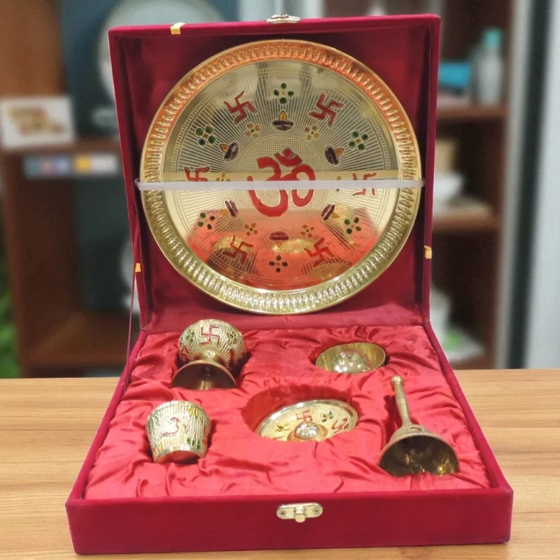 Brass Pooja Thali (Diwali), 9 inch