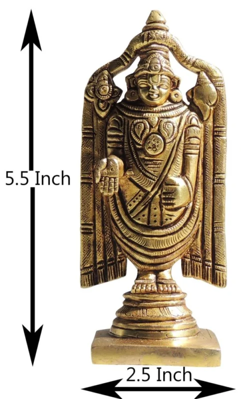 Tirupati Balaji Idol in Brass (Bala), 5.5 inch – for Home Mandir