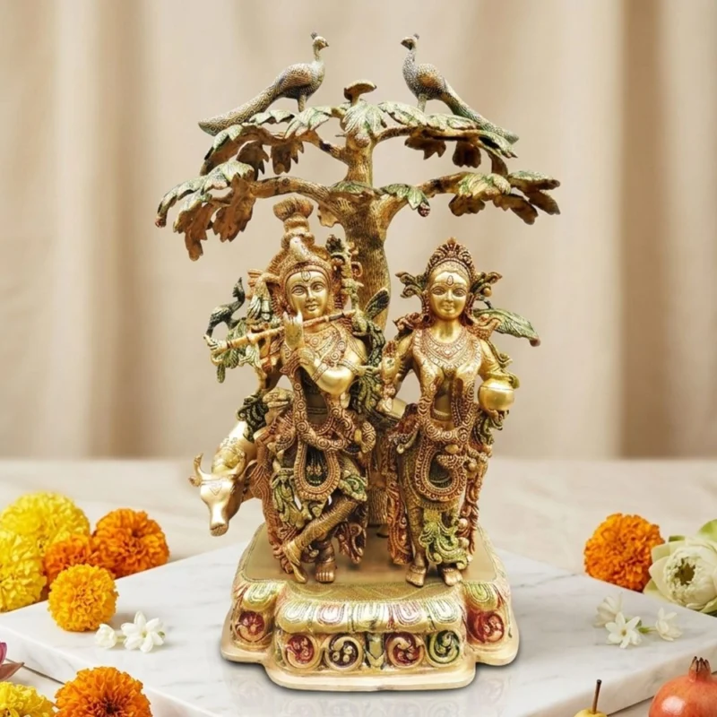 Radha Krishna Idol in Brass, 24 inch – for Temple and Entrance