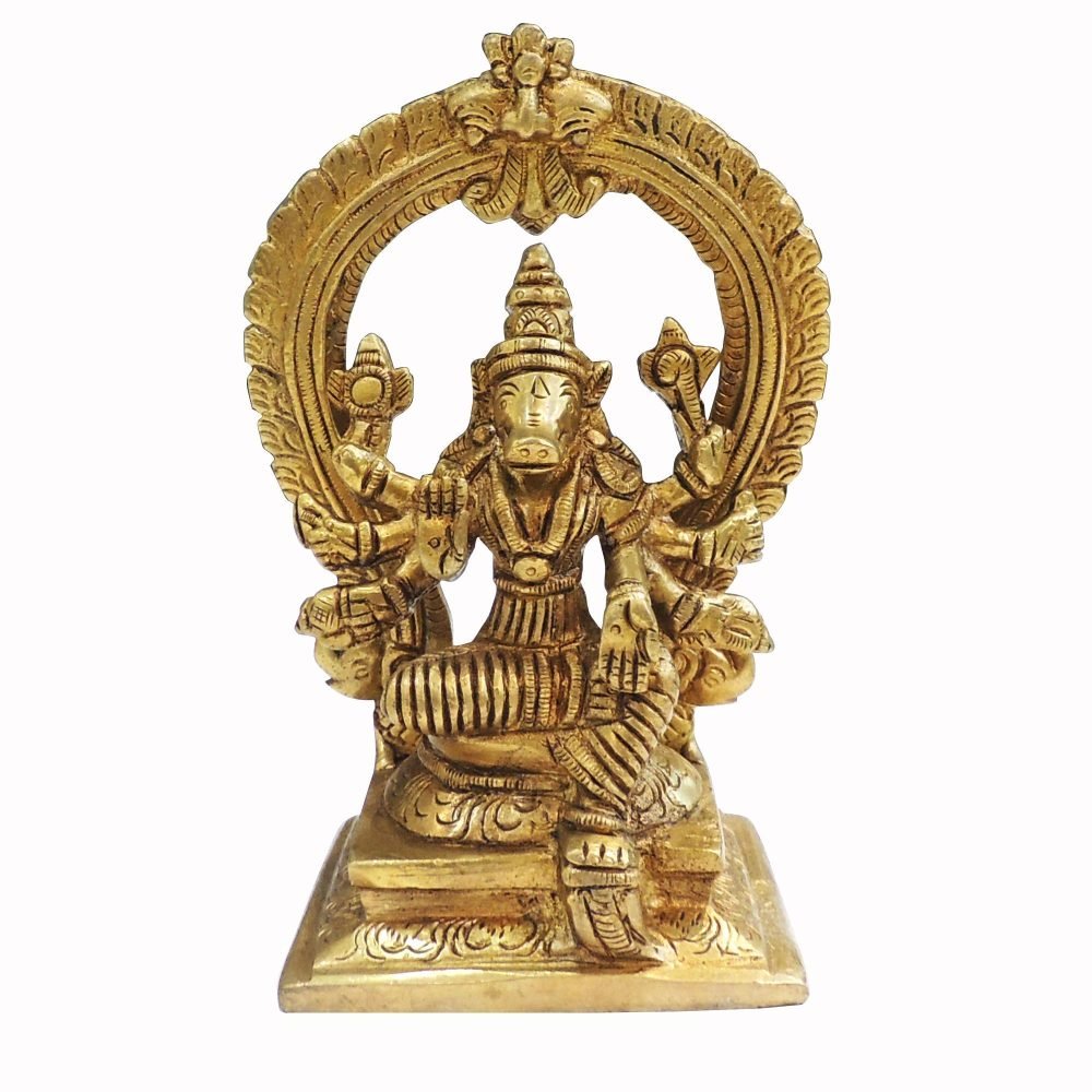 Deity Idol in Brass (Varah Avatar), 6.2 inch, brass, Vedikcraft Moradabad