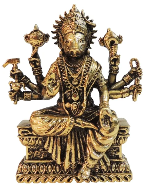 Varaha Avatar Idol in Brass, 4 inch, brass, Vedikcraft Moradabad