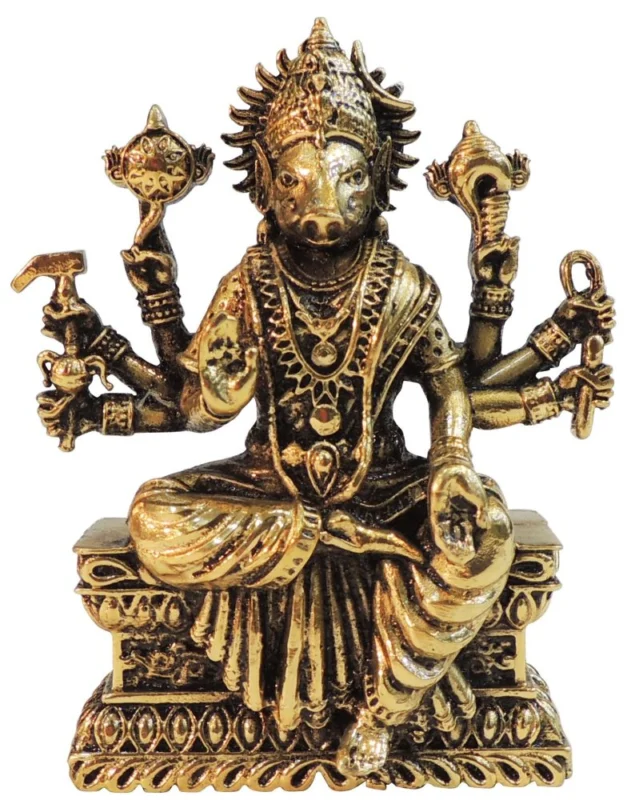 Varaha Avatar Idol in Brass, 4 inch – for Home Mandir