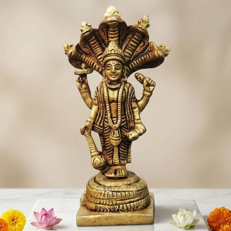 Vishnu Ji Idol in Brass, 5 inch, design BS1759-C – for Home Mandir