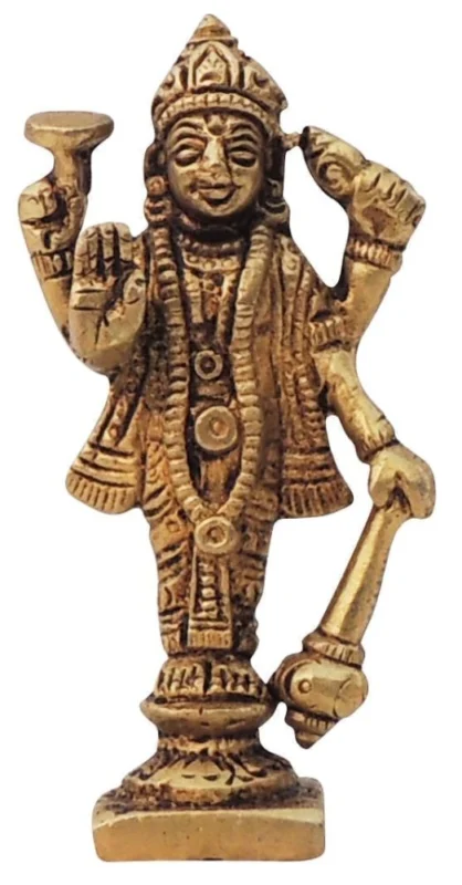 Vishnu Ji Idol in Brass, 3.5 inch
