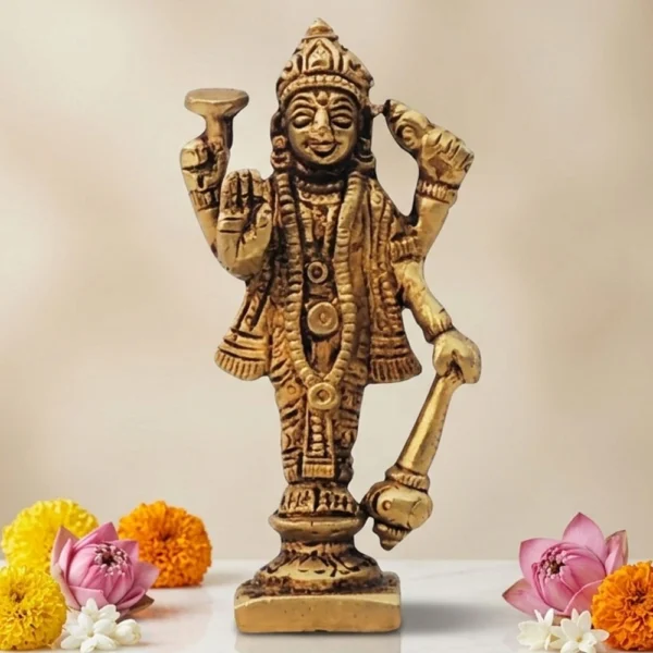 Vishnu Ji Idol in Brass, 3.5 inch, brass, Vedikcraft Moradabad