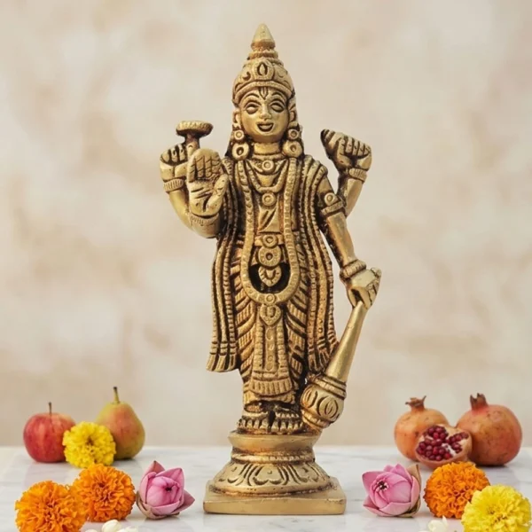 Vishnu Ji Idol in Brass, 5 inch, design BS1597-V, brass, Vedikcraft Moradabad