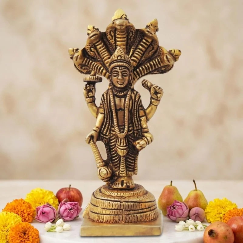 Vishnu Ji Idol in Brass, 5 inch, design BS1401-C – for Home Mandir