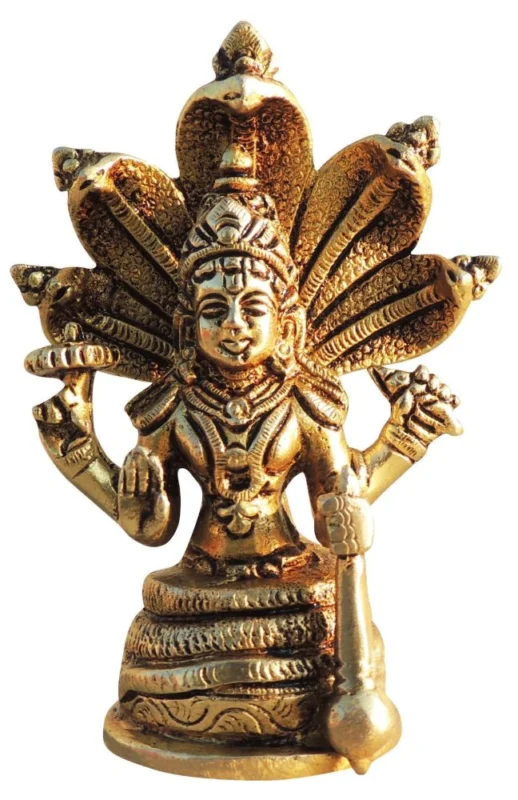 Vishnu Ji Idol in Brass, 4.7 inch