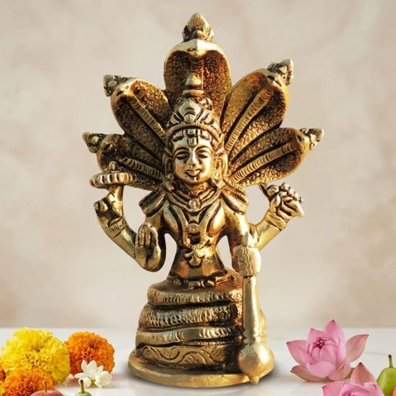 Vishnu Ji Idol in Brass, 4.7 inch – for Home Mandir