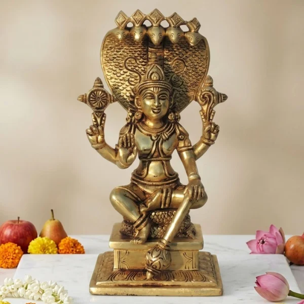 Vishnu Ji Idol in Brass, 9.5 inch, 3.34 kg, brass, Vedikcraft Moradabad