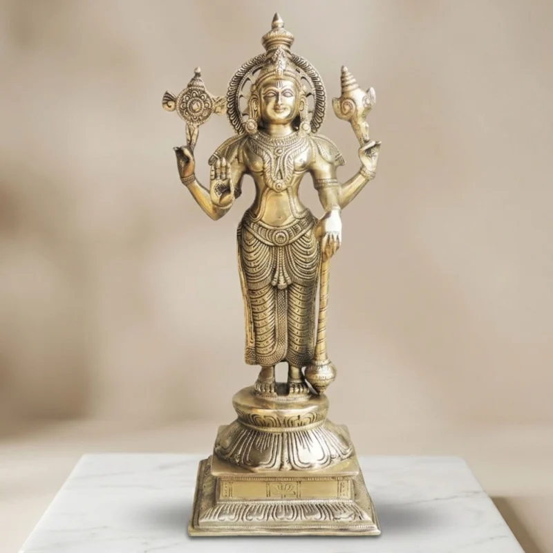 Vishnu Ji Idol in Brass, 17.5 inch – for Temple and Entrance