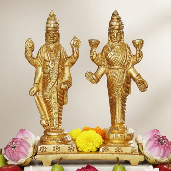 Vishnu Ji Idol in Brass (Laxmi), 4 inch, brass, Vedikcraft Moradabad
