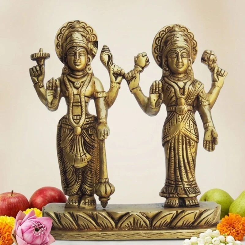 Vishnu Ji Idol in Brass (Laxmi), 1.14 kg