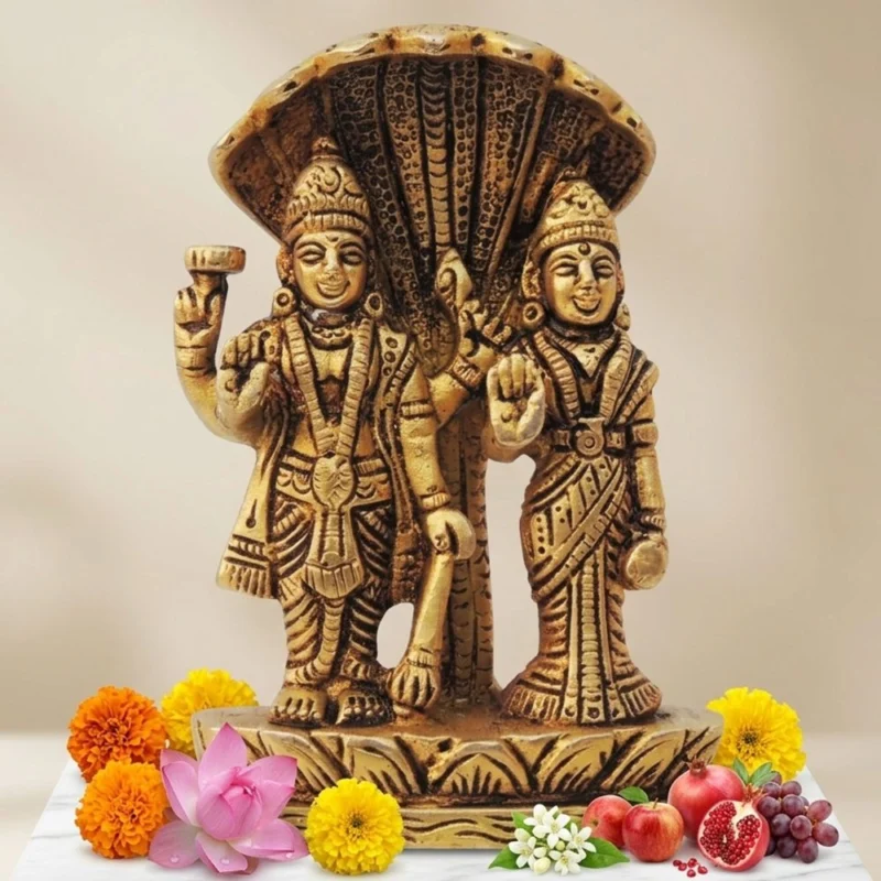 Vishnu Ji Idol in Brass (Laxmi), 4 inch, 420 g – for Home Mandir