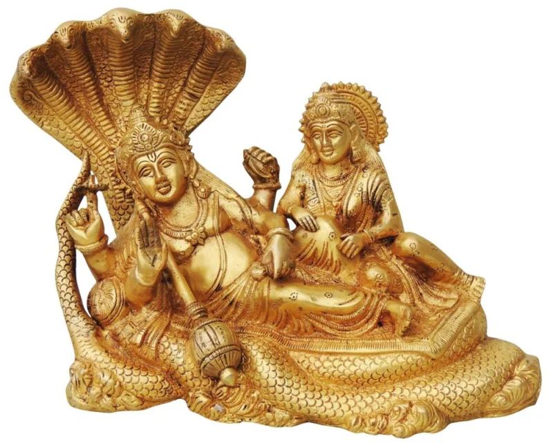 Vishnu Ji Idol in Brass (Laxmi), 10 inch