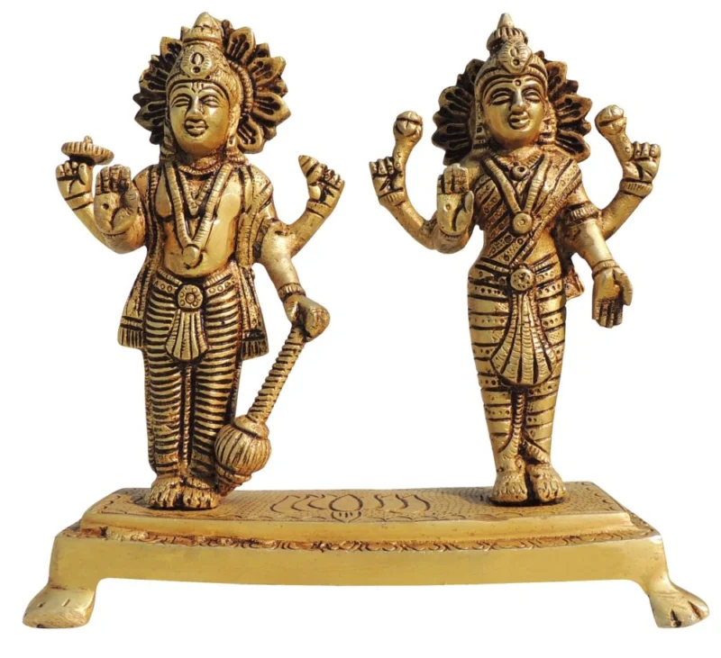 Vishnu Ji Idol in Brass, Standing (Laxmi Combine), 7.5 inch