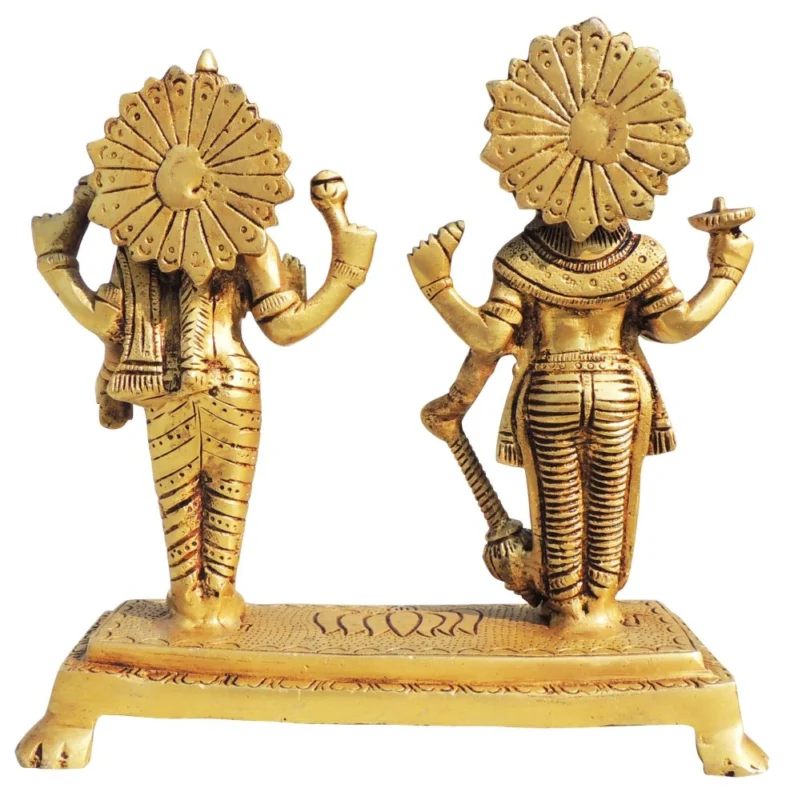 Vishnu Ji Idol in Brass, Standing (Laxmi Combine), 7.5 inch