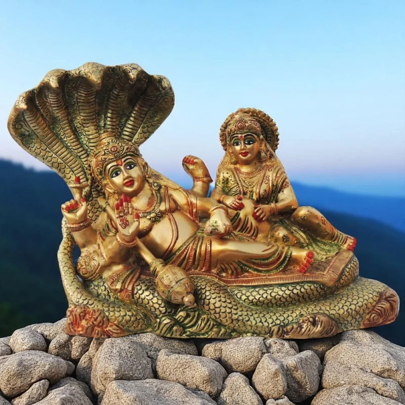 Vishnu Ji Idol in Brass, 9.5 inch, 8.3 kg – for Pooja Room