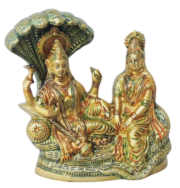 Vishnu Ji Idol in Brass, 8.5 inch