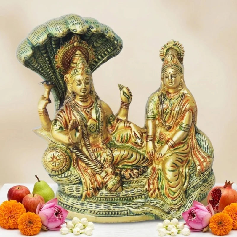 Vishnu Ji Idol in Brass, 8.5 inch – for Pooja Room