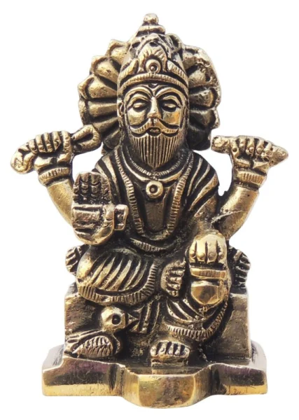 Vishwakarma Ji Idol in Brass, 3 inch, brass, Vedikcraft Moradabad