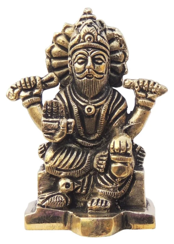 Vishwakarma Ji Idol in Brass, 3 inch – for Desk and Car