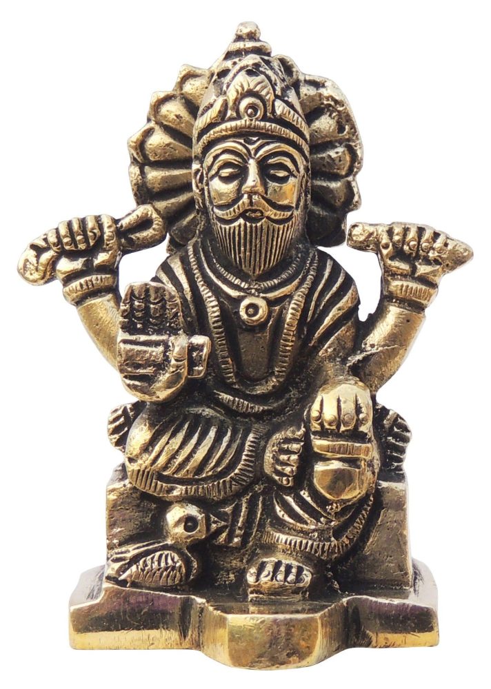 Vishwakarma Ji Idol in Brass, 3 inch, brass, Vedikcraft Moradabad