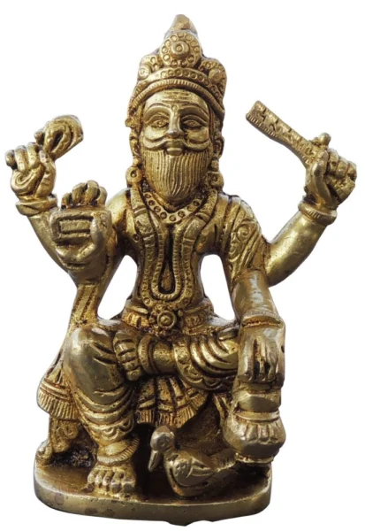 Vishwakarma Ji Idol in Brass, 4.5 inch, brass, Vedikcraft Moradabad