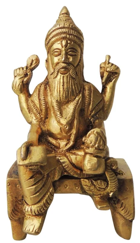 Vishwakarma Ji Idol in Brass, 4 inch – for Home Mandir