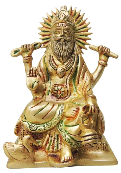 Vishwakarma Ji Idol in Brass, 7 inch, brass, Vedikcraft Moradabad