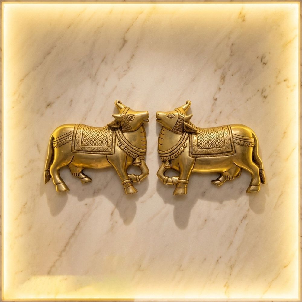 Brass Wall Hanging Cow, 8 inch, brass, Vedikcraft Moradabad