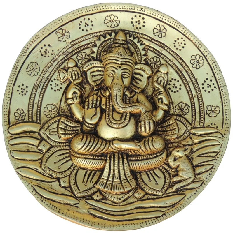 Ganesh Ji Idol in Brass, Wall Hanging, 7.2 inch