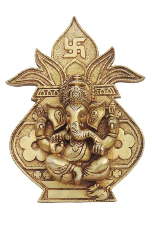 Ganesh Ji Idol in Brass, Wall Hanging, 10 inch – for Pooja Room
