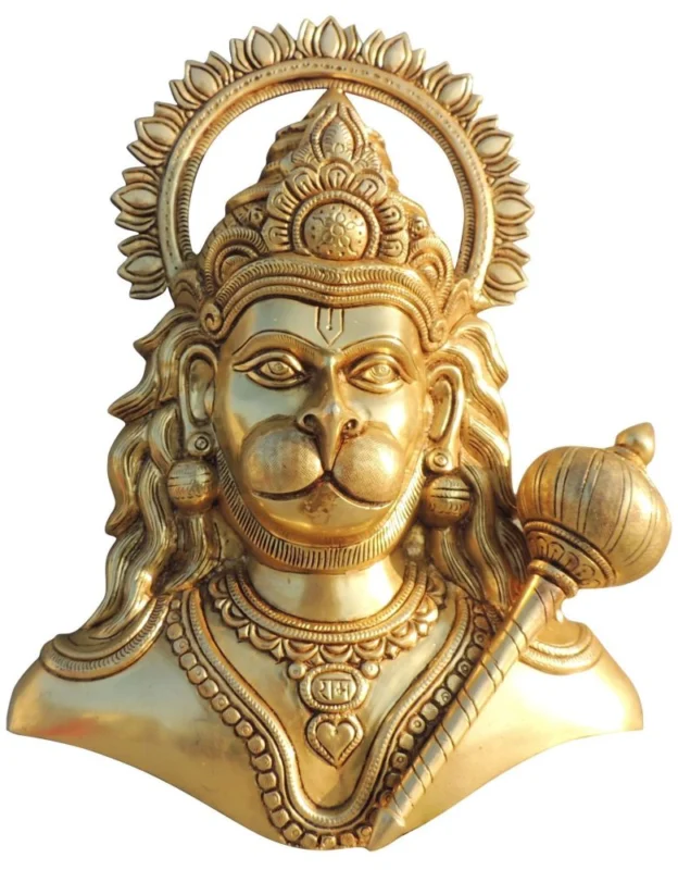 Hanuman Ji Idol in Brass, Wall Hanging (Face), 14 inch