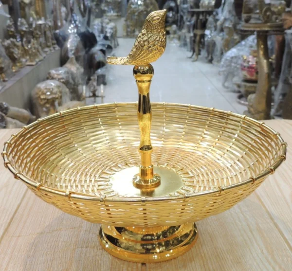 Brass Bowl (Wire Netting Diwali), 8.5 inch, brass, Vedikcraft Moradabad