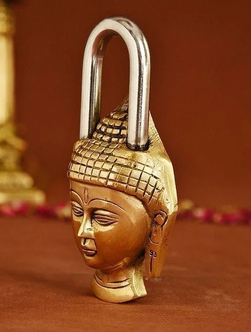 Brass & Buddha Shape Lock, 7 inch