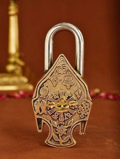 Brass & Buddha Shape Lock, 7 inch