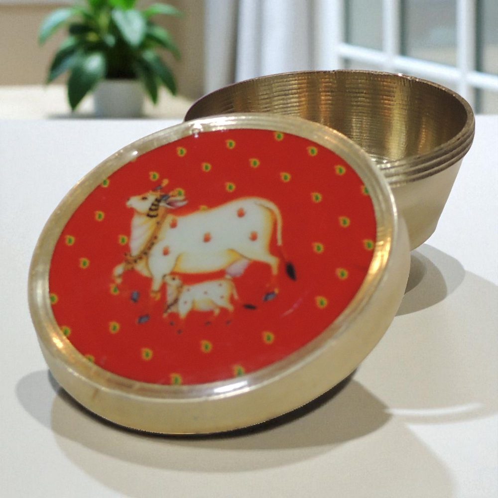 Brass Pooja Accessory for Pooja (Sindoor Box), 1 inch, brass, Vedikcraft Moradabad