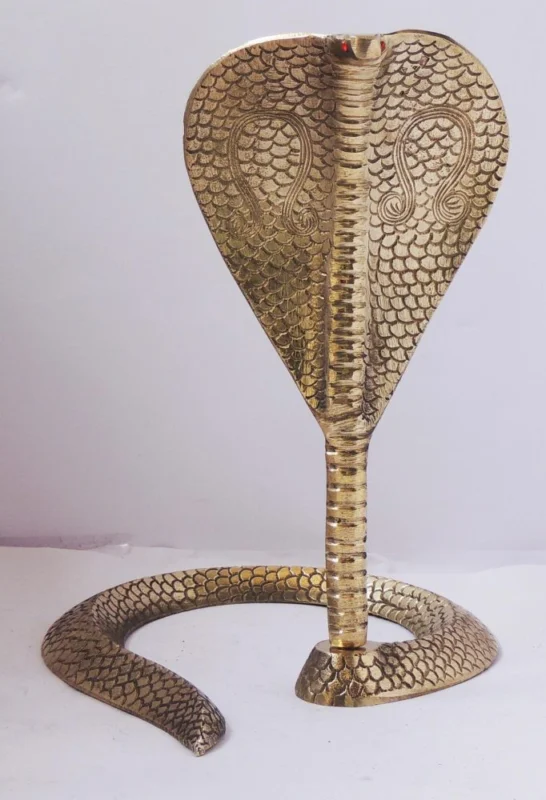 Brass Snake for Shivling for Pooja, 12 inch