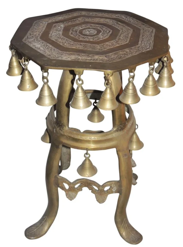 Brass Chowki for Pooja (Bajot) (Stool), 13.5 inch, 12.66 kg