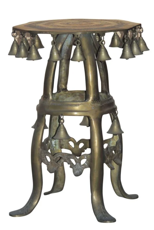 Brass Chowki for Pooja (Bajot) (Stool), 13.5 inch, 12.66 kg