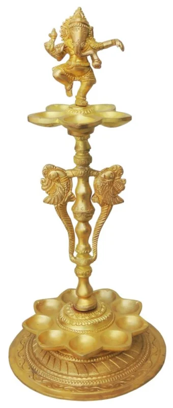 Brass Stand Diya (Deepak) (Cor), 12.5 inch