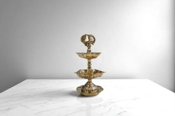 Brass Stand Diya (Deepak) (Step Murga), 7 inch, brass, Vedikcraft Moradabad