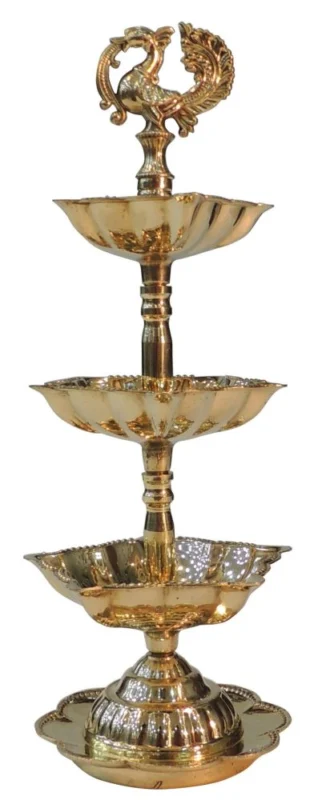 Brass Stand Diya (Deepak) (Step Murga), 9 inch