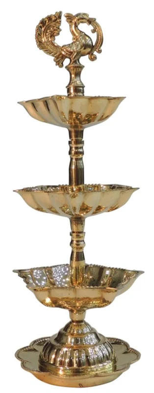 Brass Stand Diya (Deepak) (Step Murga), 9 inch