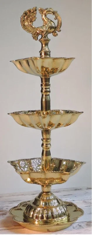 Brass Stand Diya (Deepak) (Step Murga), 9 inch