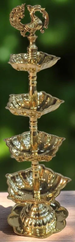 Brass Stand Diya (Deepak) (Step Murga), 11 inch