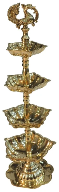 Brass Stand Diya (Deepak) (Step Murga), 11 inch