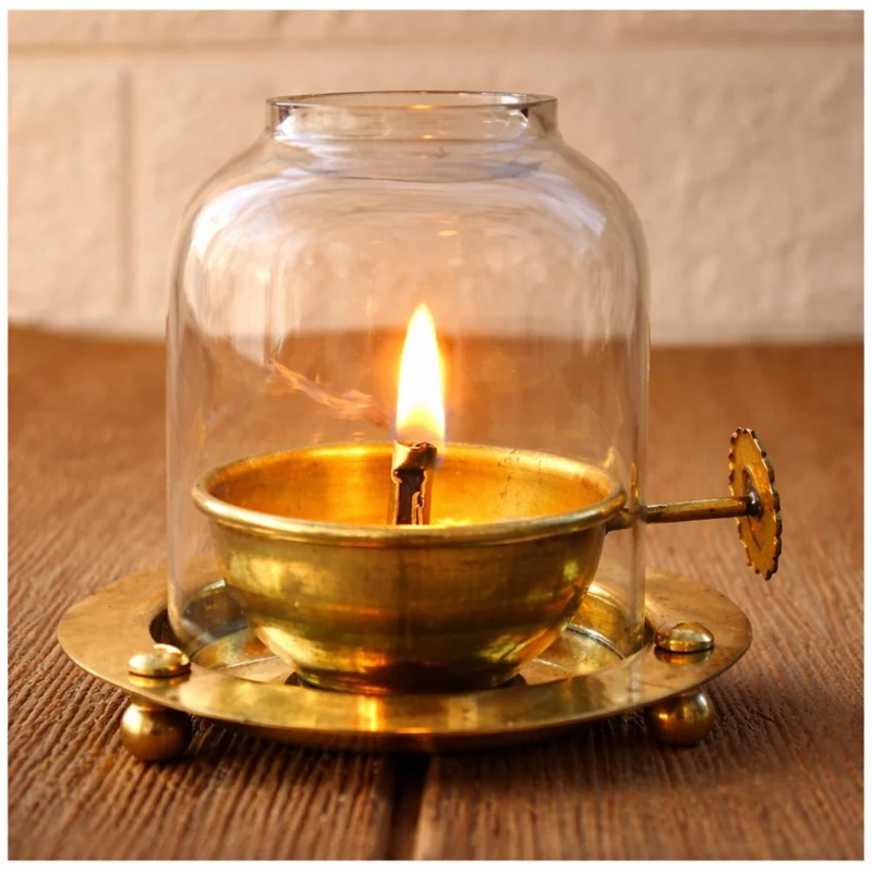 Brass Table Oil Lamp (Samai), 3.3 inch, 50 ml (Adjustale Wick)
